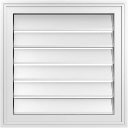 Ekena Millwork Vertical Surface Mount PVC Gable Vent: Functional, w/ 2"W x 1-1/2"P Brickmould Frame, 20"W x 20"H GVPVE20X2002SF